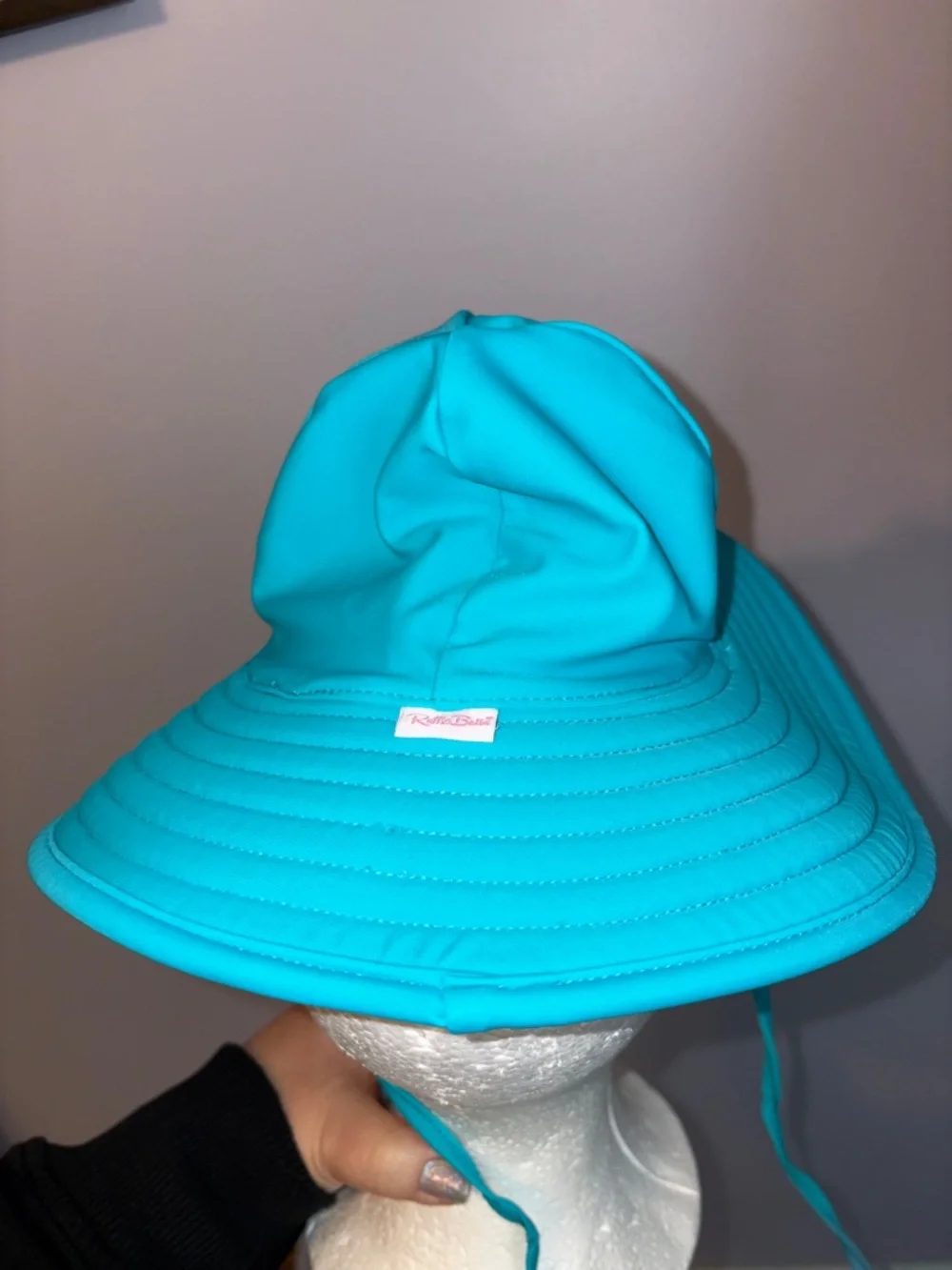 Ruffle Butts Swim Hat in Teal Ribbed Wide Brim size 0-12 Months